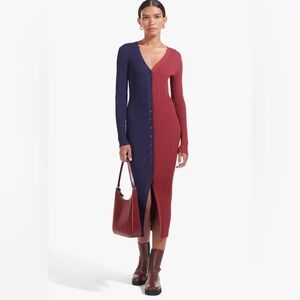 Like new condition, Staud shoko color block sweater dress, XS